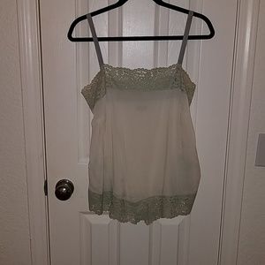 Free people mint lace trim and white cami